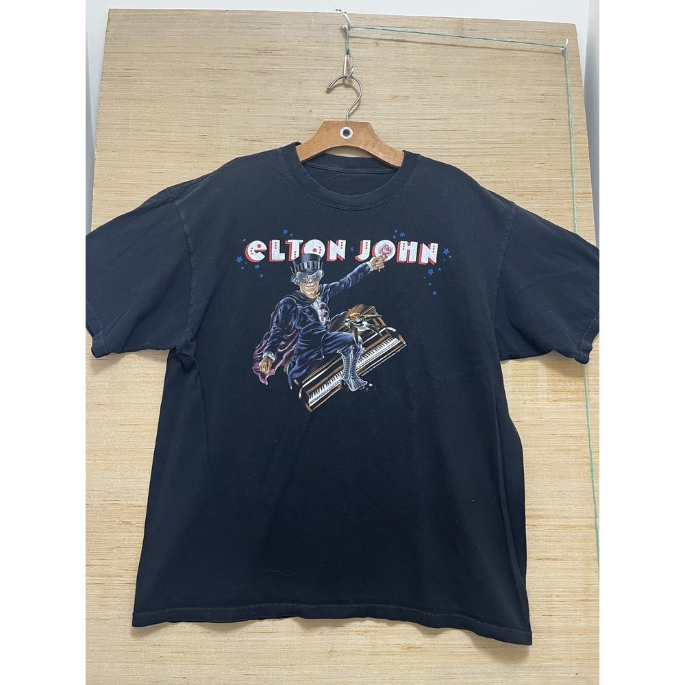 Elton John Shirt Mens Large Black 2008 Tour Concert‎ T-Shirt Tee Rock Band